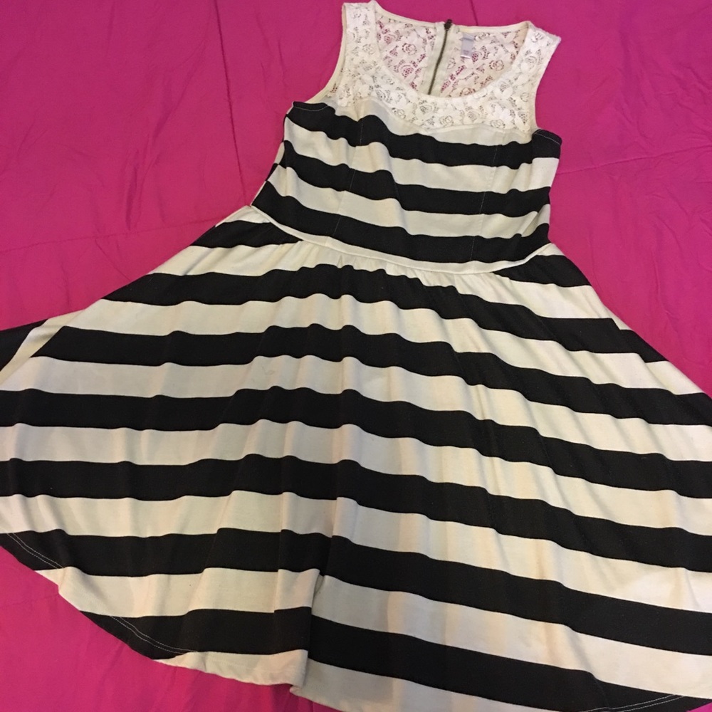 Black and Cream Striped Dress